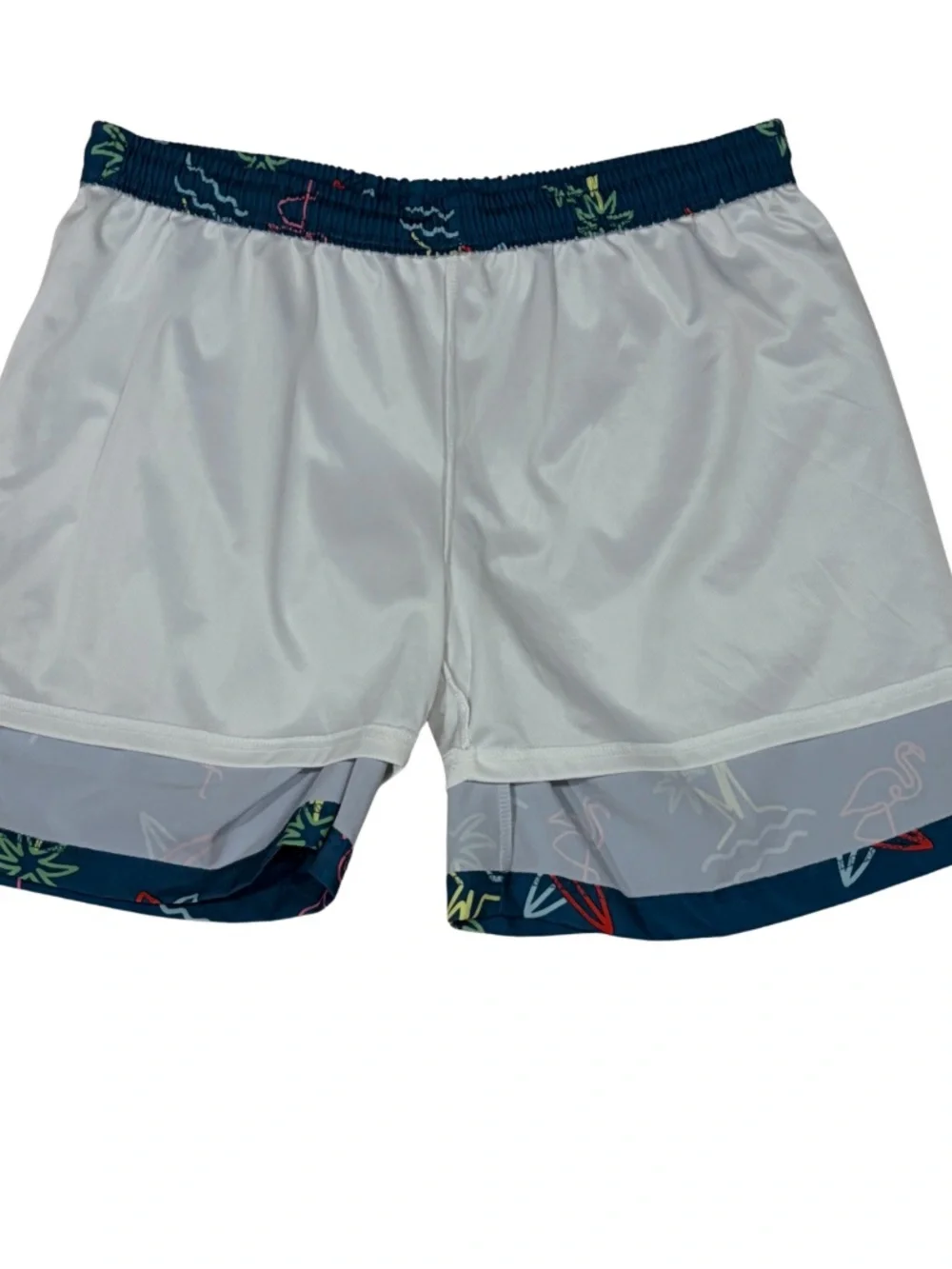 Chubbies Swim Trunks Men’s XL Blue Flamingo Surf Print Stretch Shorts